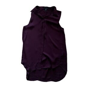 J. Crew Maroon 100% Silk Sleeveless Button Front Blouse Sz 2 Career Lightweight‎